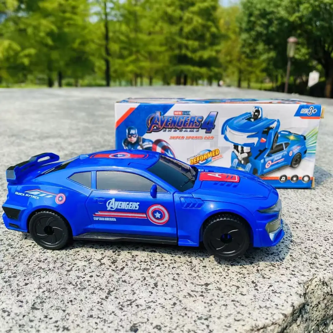 Douyin Electric Transforming Police Car Robot Toy Light Music Universal Driving Boy Transforming Toy Car Wholesale