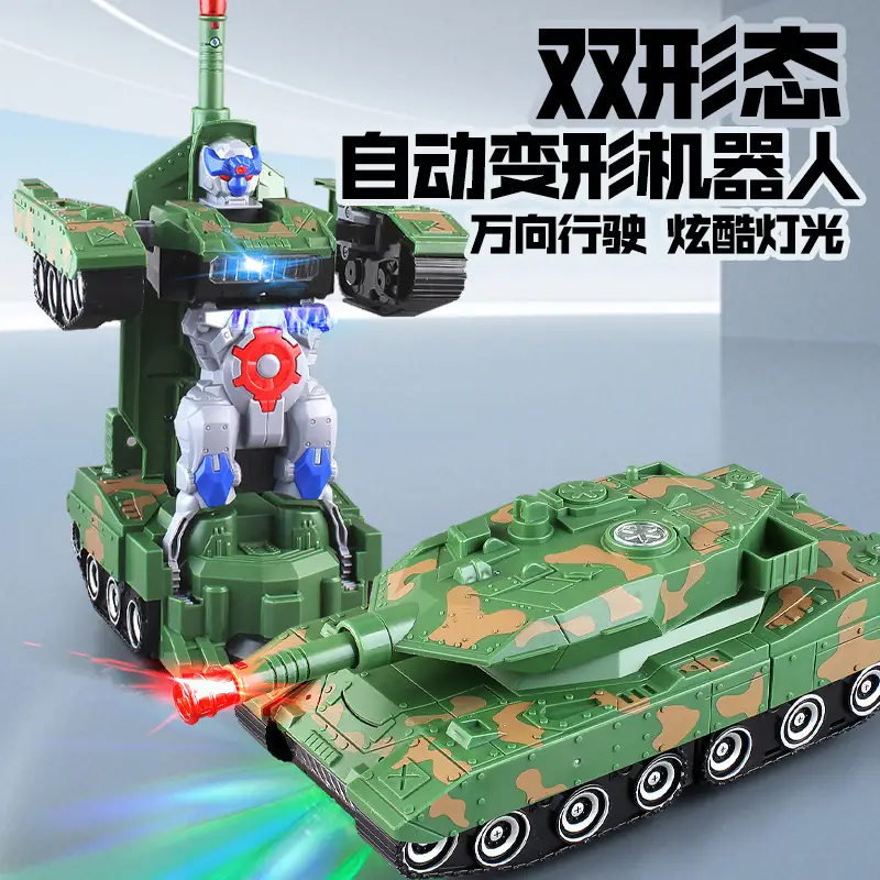 Douyin Electric Transforming Police Car Robot Toy Light Music Universal Driving Boy Transforming Toy Car Wholesale