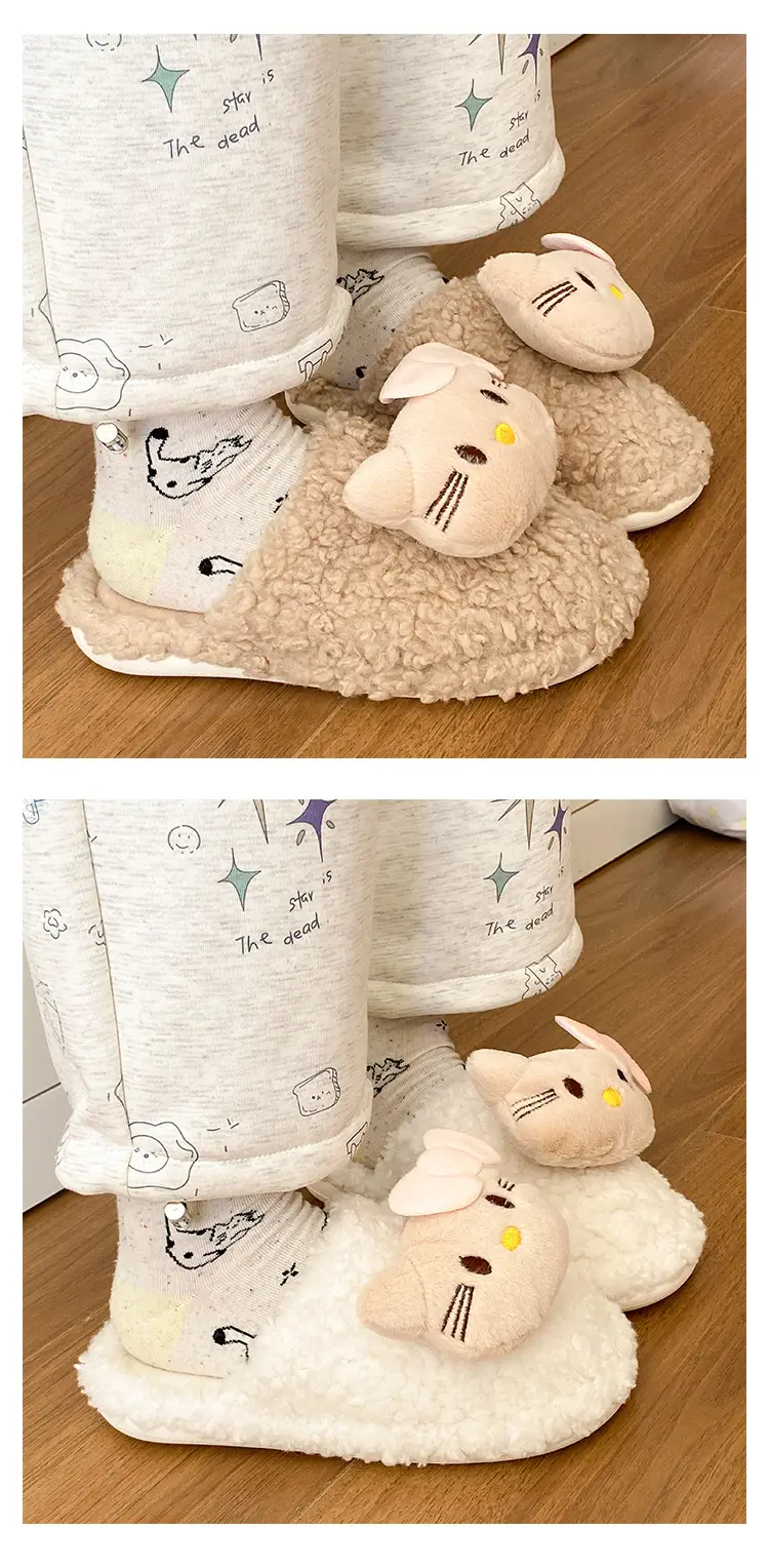 Cute Kitten Plush Cotton Winter Slippers for Women — feature 15