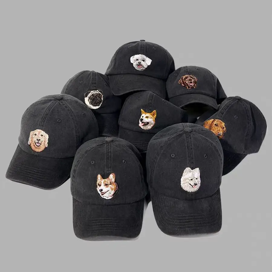 Dog Head Cowboy Hat Men's Washable Black Distressed - Image 9