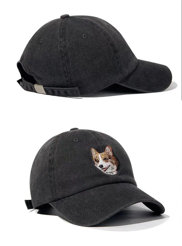 Dog Head Cowboy Hat Men's Washable Black Distressed — feature 7