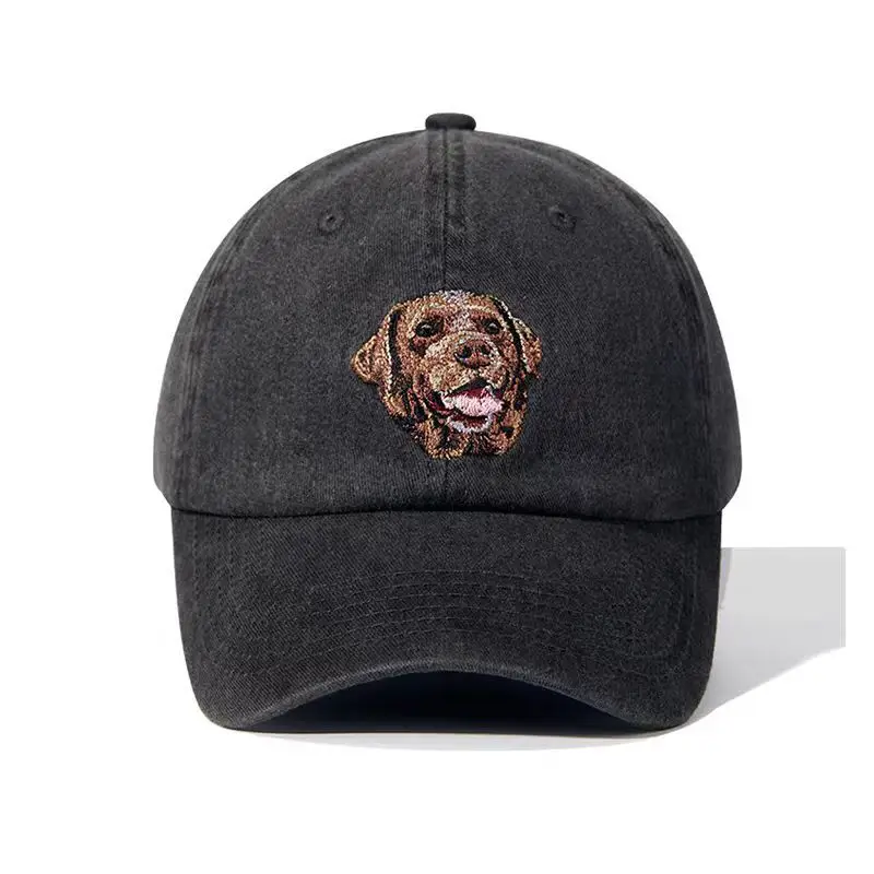 Dog Head Cowboy Hat Men's Washable Black Distressed - Image 2