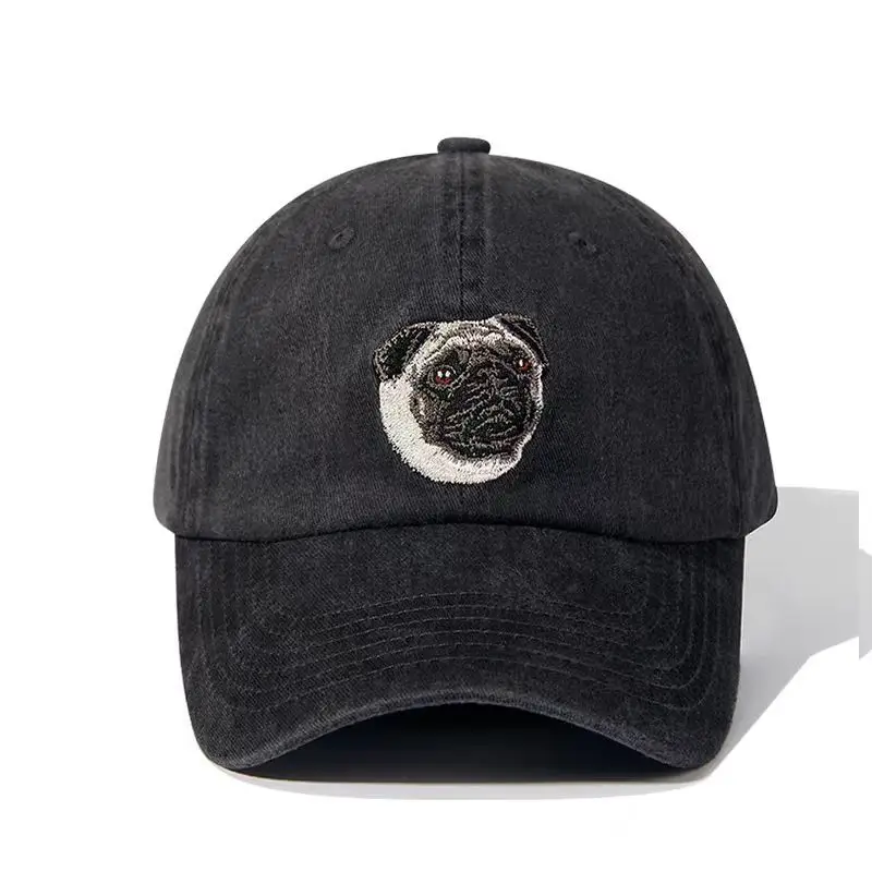 Dog Head Cowboy Hat Men's Washable Black Distressed - Image 3