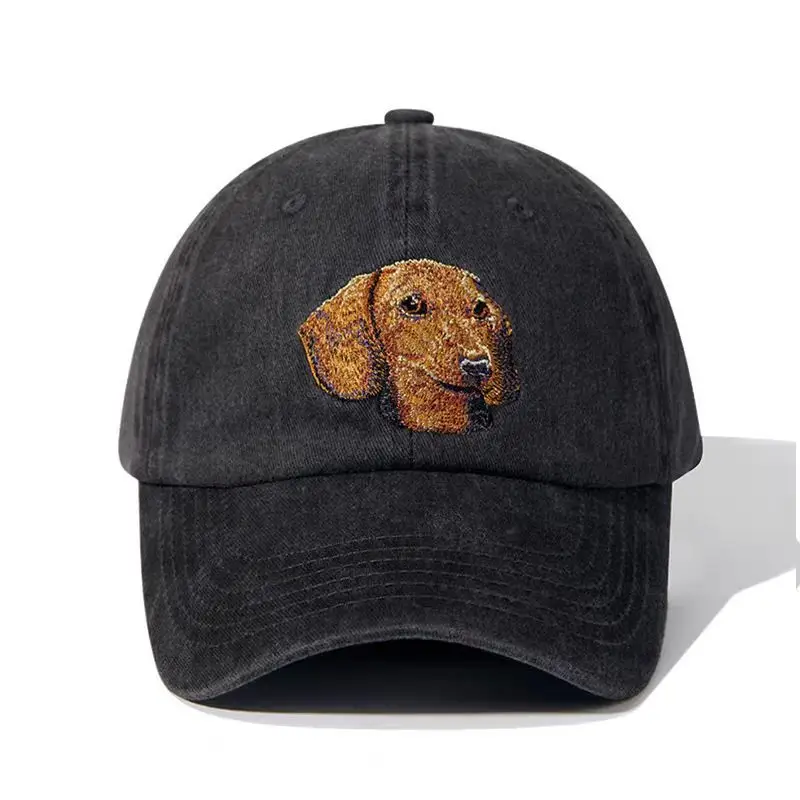 Dog Head Cowboy Hat Men's Washable Black Distressed - Image 5