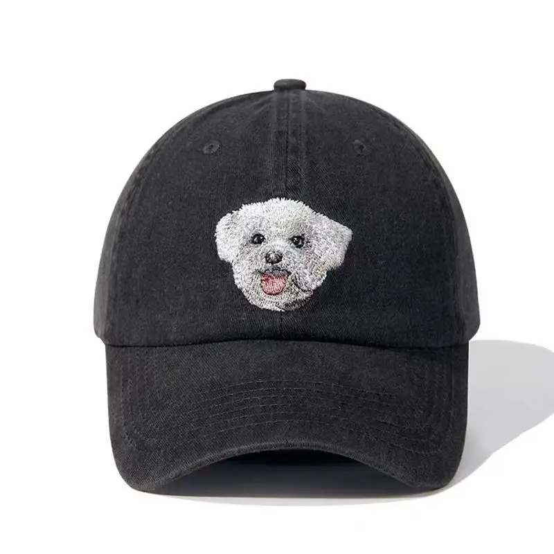 Dog Head Cowboy Hat Men's Washable Black Distressed - Image 6