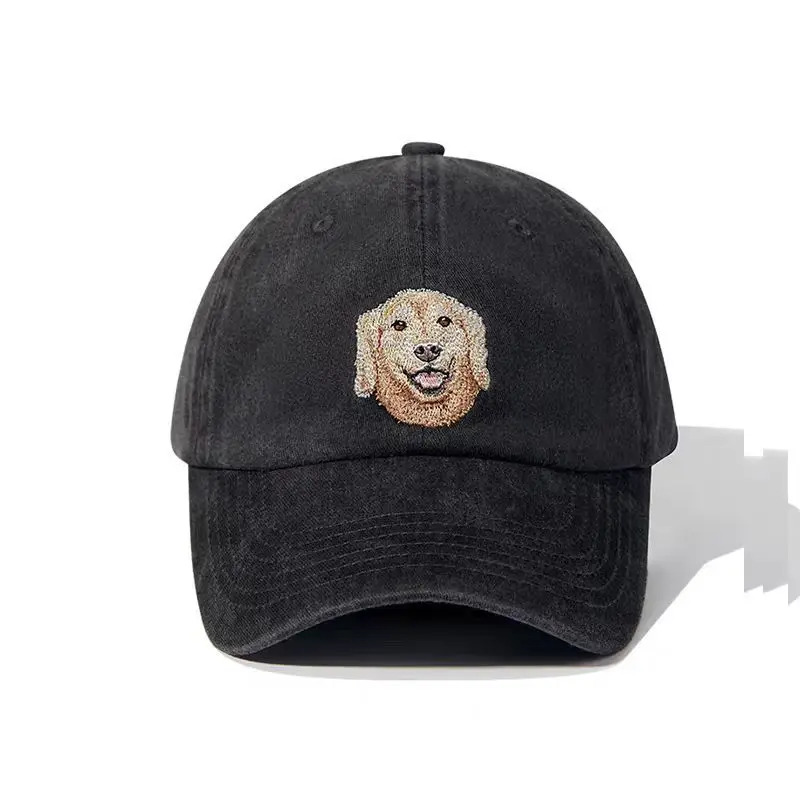 Dog Head Cowboy Hat Men's Washable Black Distressed - Image 8