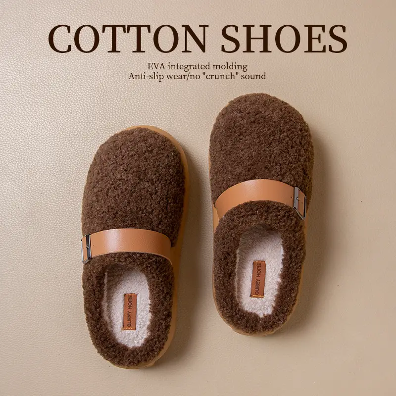Cotton Slippers for Men, Winter 2026 New Style, Indoor Home Warm Plush Eva Sole Cotton Slippers for Women, Autumn and Winter