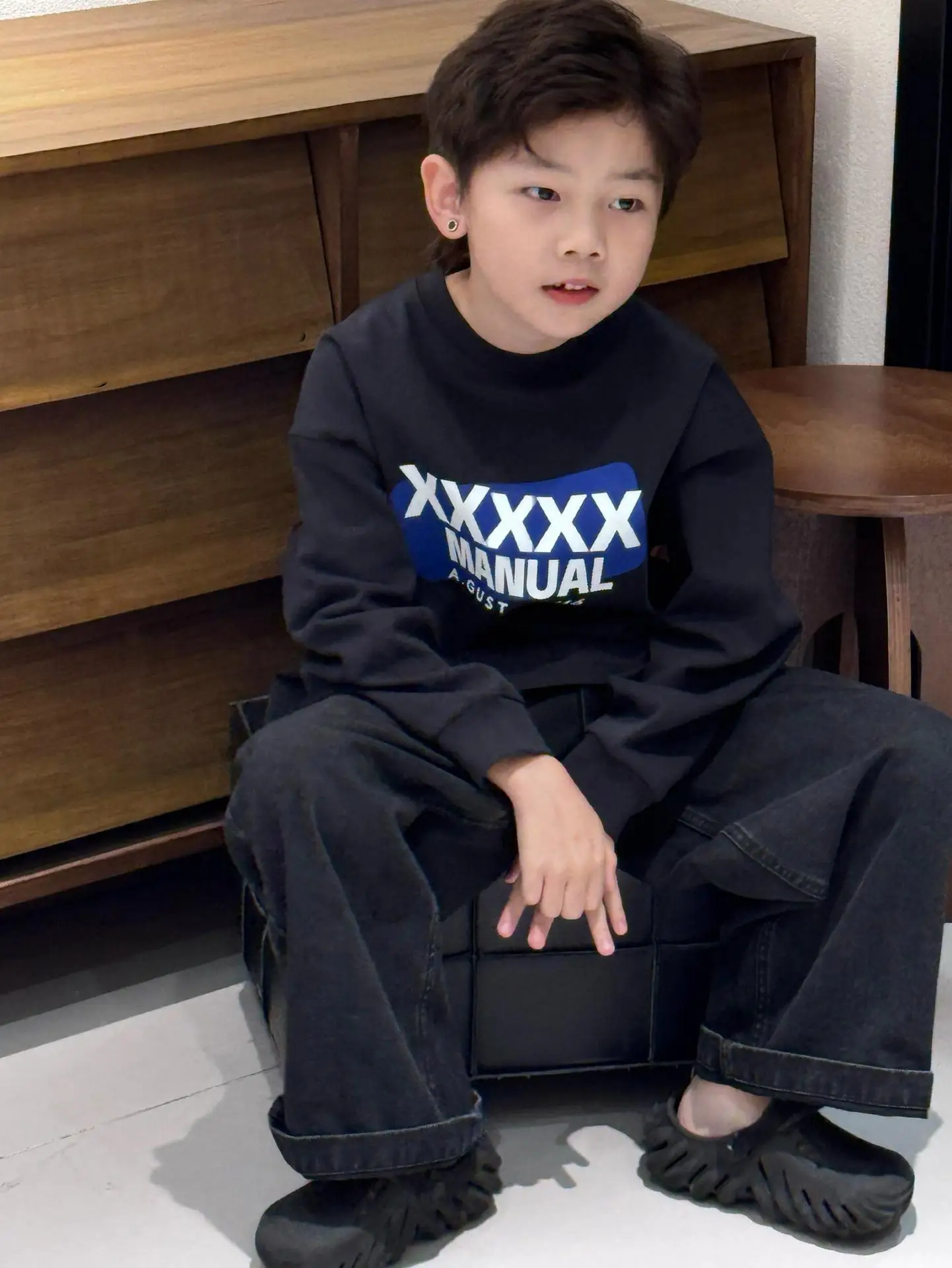 Kids Sweatshirt Set Black 2026 Korean Style