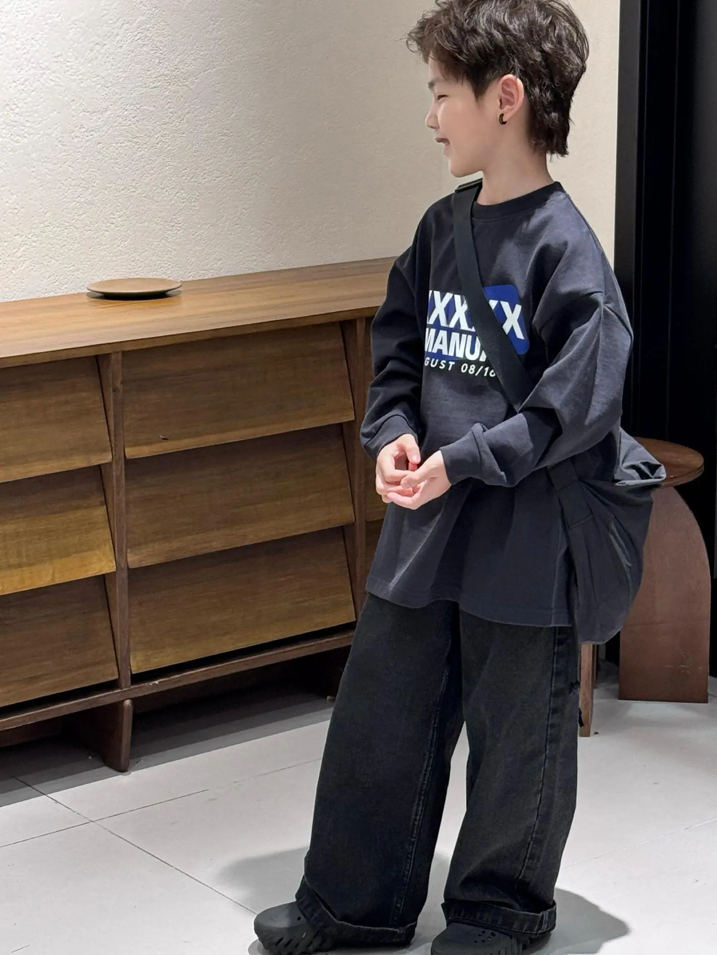 Kids Sweatshirt Set Black 2026 Korean Style