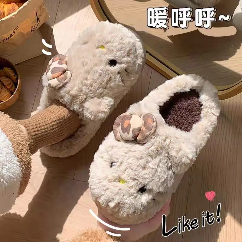 Hello Kitty Waterproof Cotton Slippers Women Winter Warm - Image 4