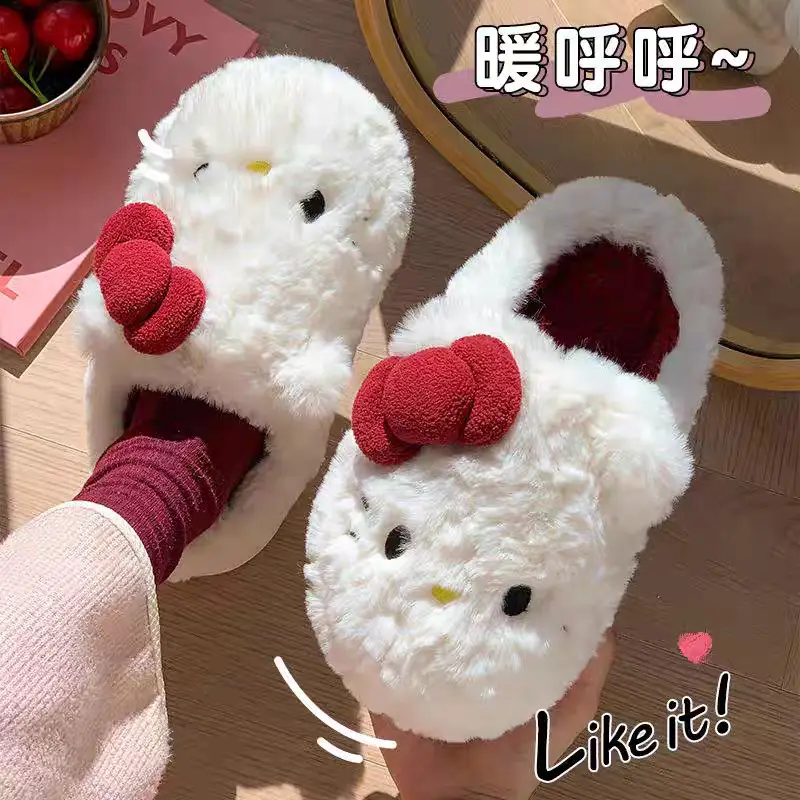 Hello Kitty Waterproof Cotton Slippers Women Winter Warm - Image 5