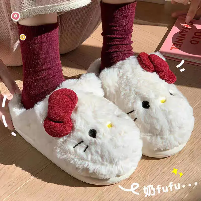 Hello Kitty Waterproof Cotton Slippers Women Winter Warm — feature 12
