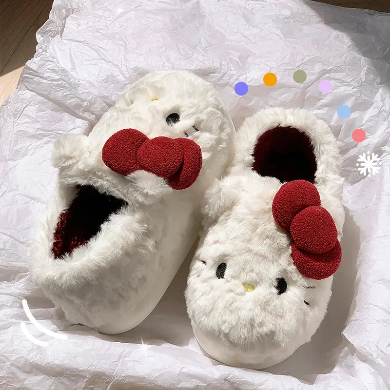 Hello Kitty Waterproof Cotton Slippers Women Winter Warm - Image 2