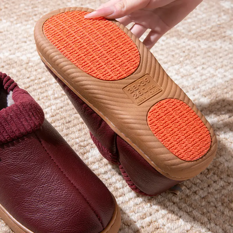 Women's Cotton Slippers 2025 New Autumn and Winter Thick Warm Plush Thickened Non-Slip Soft Cotton Slippers - Image 7
