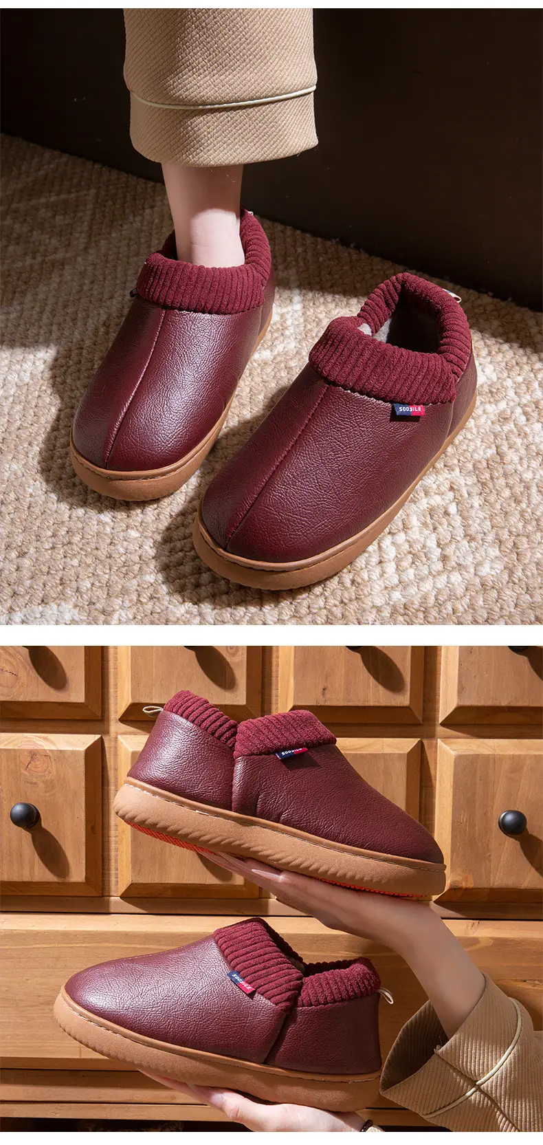 Women's Cotton Slippers 2025 New Autumn and Winter Thick Warm Plush Thickened Non-Slip Soft Cotton Slippers — feature 12