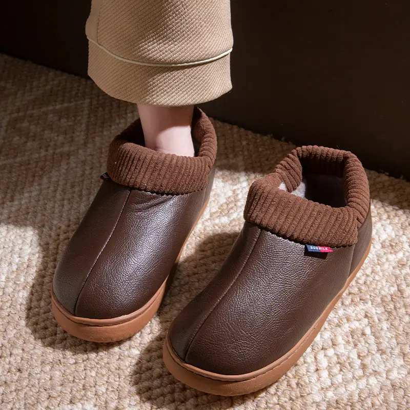 Women's Cotton Slippers 2025 New Autumn and Winter Thick Warm Plush Thickened Non-Slip Soft Cotton Slippers - Image 3