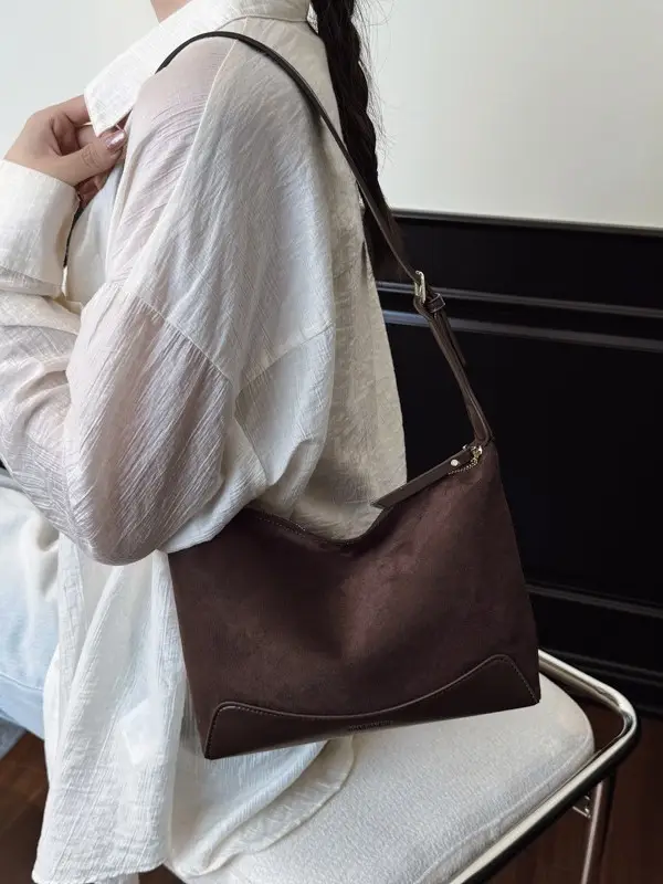 Women's Suede Crossbody Bag Brown High-End Commuter