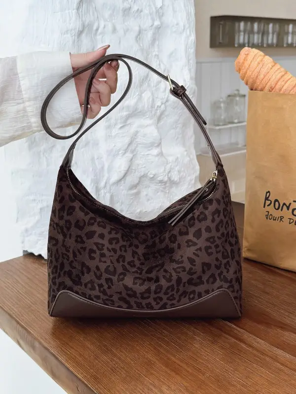 Women's Suede Crossbody Bag Brown High-End Commuter