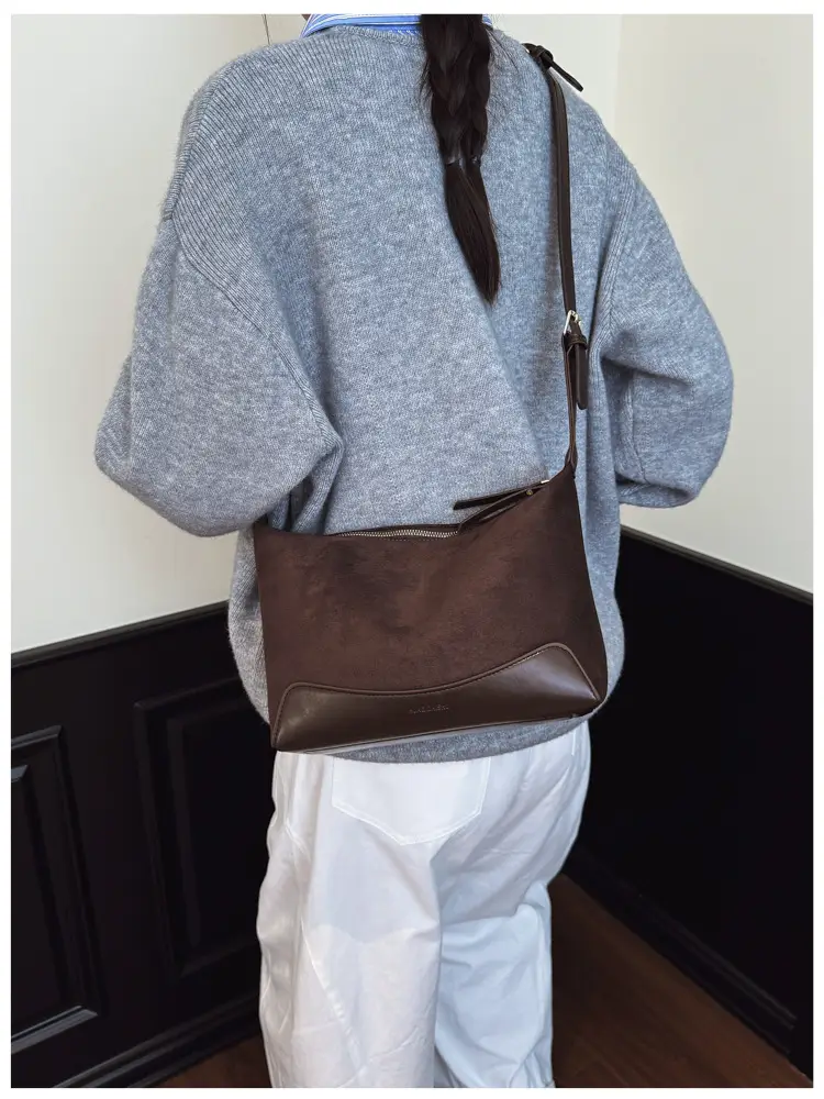 Women's Suede Crossbody Bag Brown High-End Commuter — feature 11