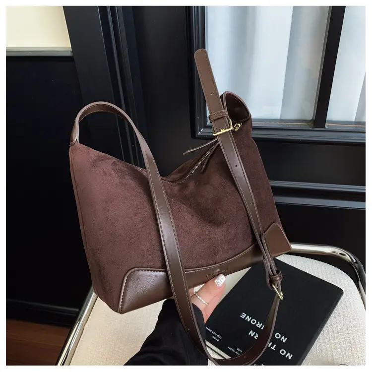 Women's Suede Crossbody Bag Brown High-End Commuter — feature 20