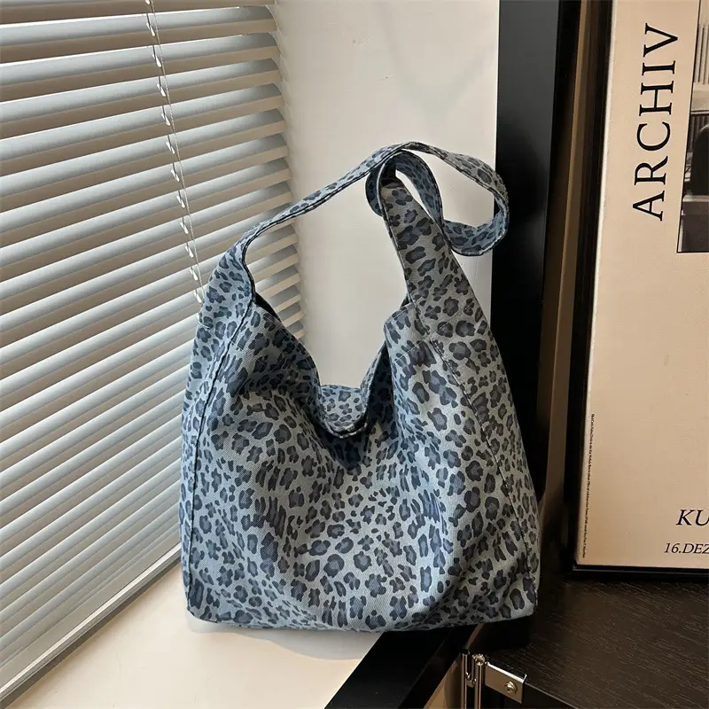 Women Leopard Print Shoulder Tote Bag Large Capacity - Image 3