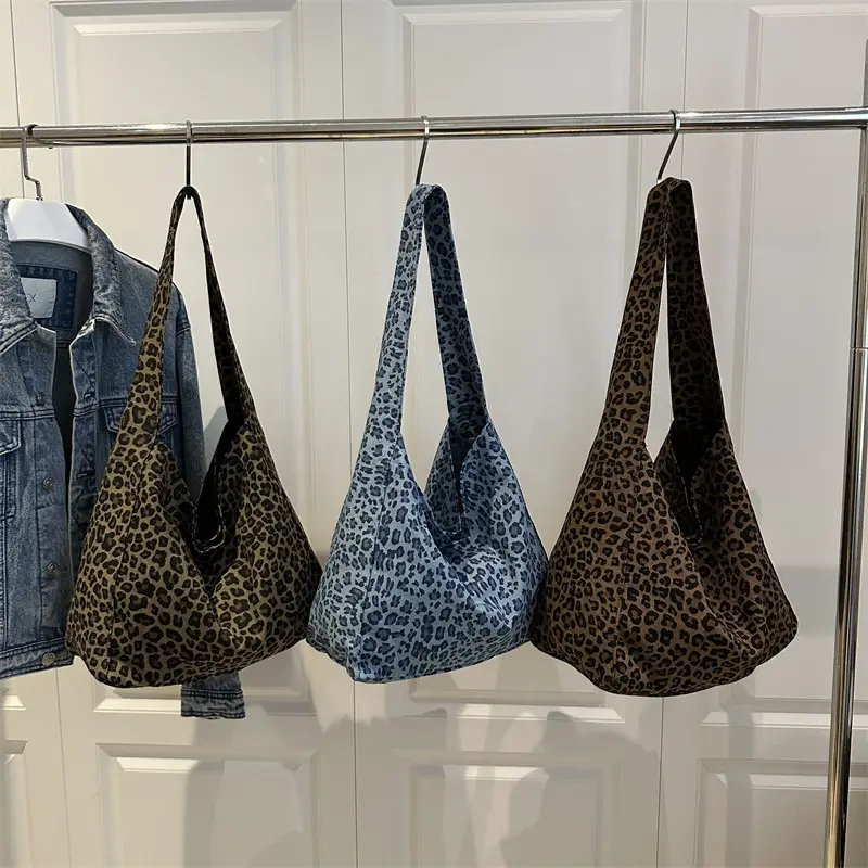 Women Leopard Print Shoulder Tote Bag Large Capacity - Image 4