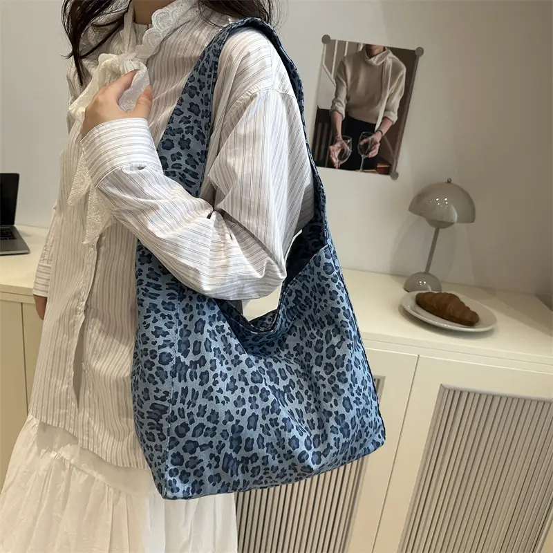 Women Leopard Print Shoulder Tote Bag Large Capacity - Image 6