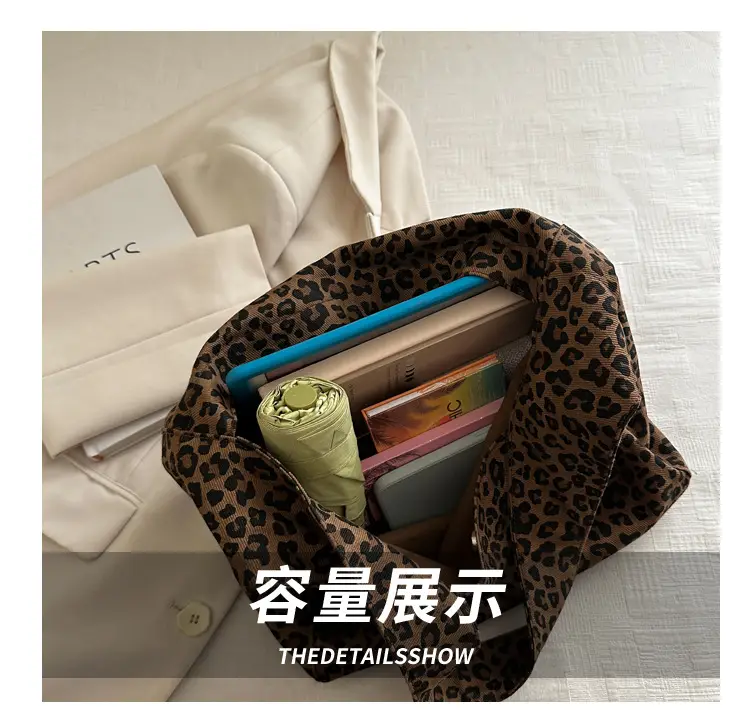 Women Leopard Print Shoulder Tote Bag Large Capacity — feature 5
