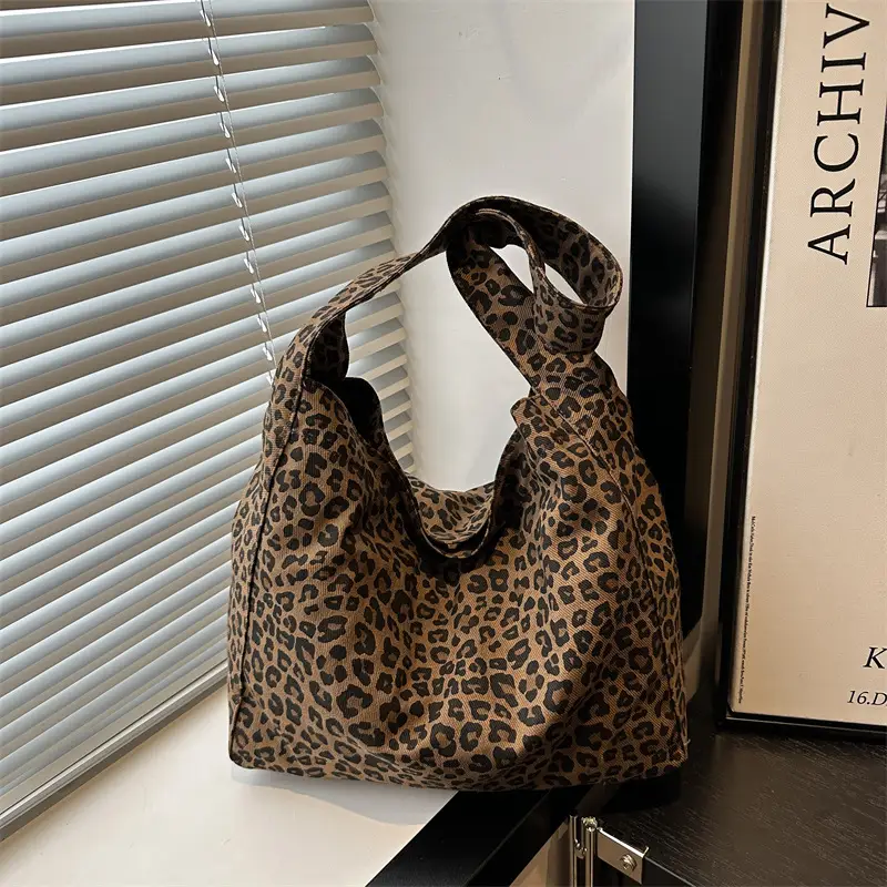 Women Leopard Print Shoulder Tote Bag Large Capacity - Image 2