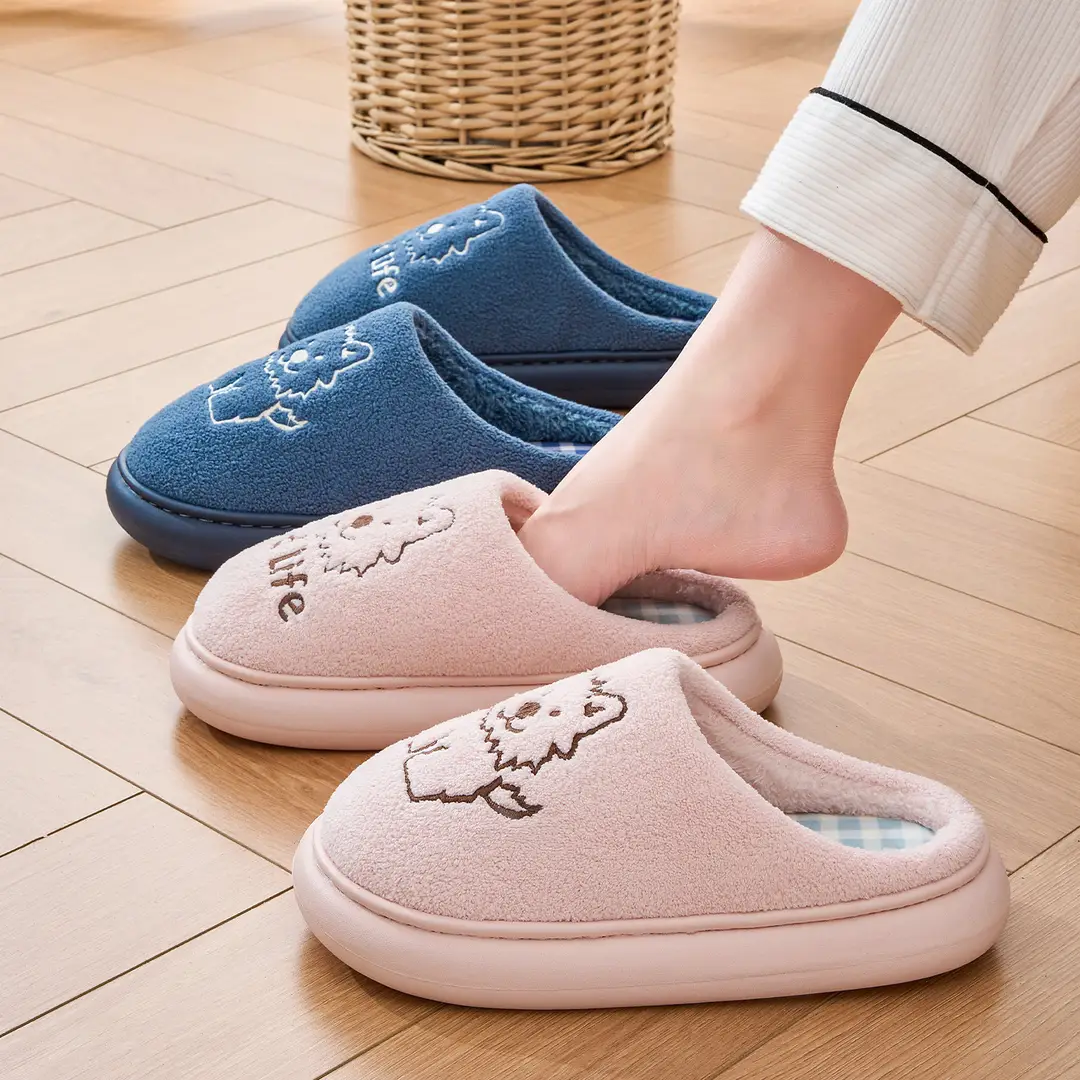 Jialiya Cotton Slippers for Men 25 New Winter Indoor Home Couple Cute Warm Plush Slippers for Women - Image 7