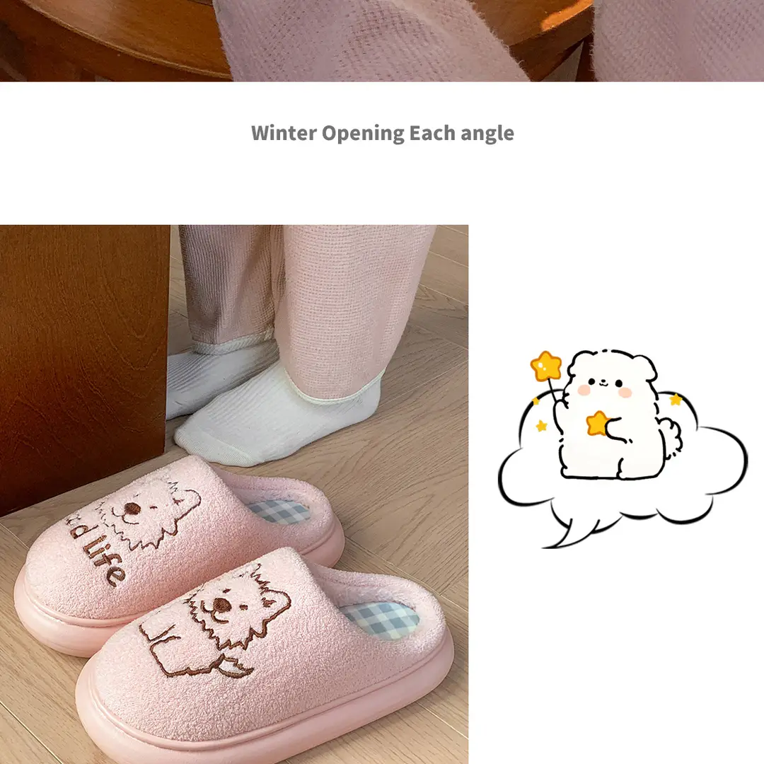 Jialiya Cotton Slippers for Men 25 New Winter Indoor Home Couple Cute Warm Plush Slippers for Women — feature 19