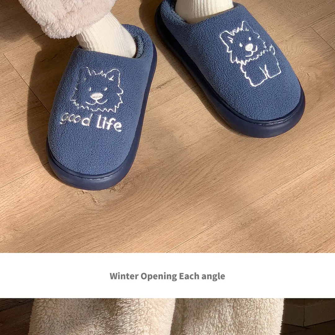 Jialiya Cotton Slippers for Men 25 New Winter Indoor Home Couple Cute Warm Plush Slippers for Women — feature 23