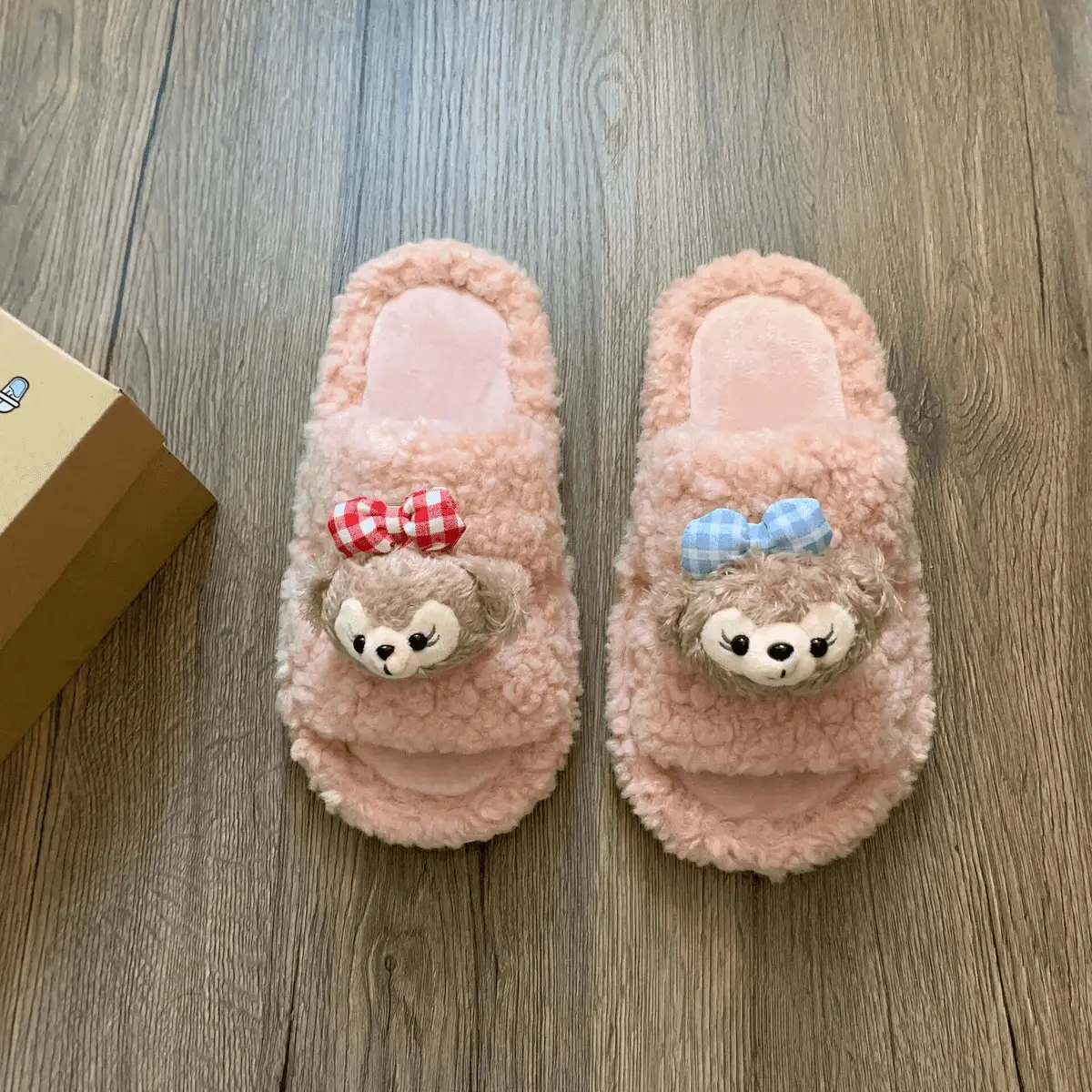 Cute Bear Cartoon Furry Cotton Slippers Women — feature 20