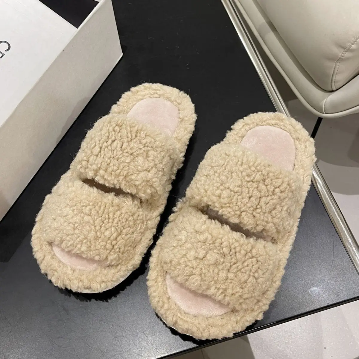 Cute Bear Cartoon Furry Cotton Slippers Women — feature 23