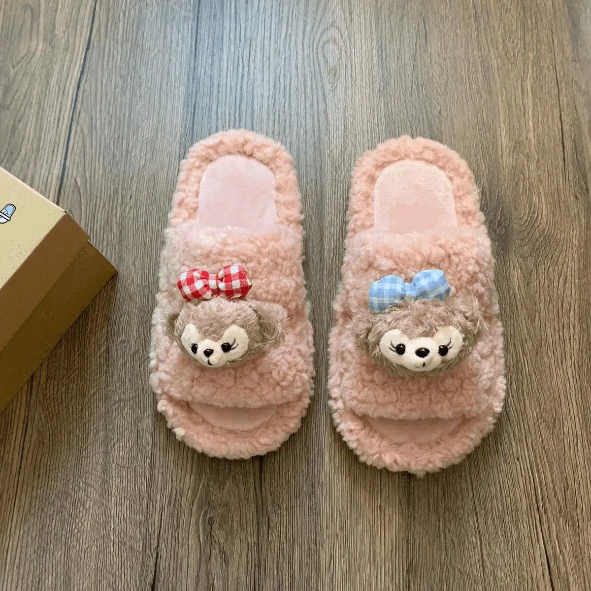 Cute Bear Cartoon Furry Cotton Slippers Women — feature 29