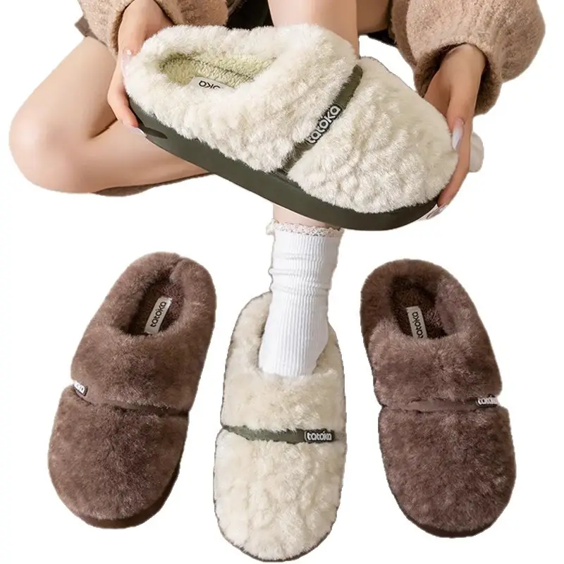 Thick-Soled Plush Warm Non-Slip Cotton Slippers for Women 2025 New Autumn and Winter Indoor Home Cotton Slippers for Women - Image 17