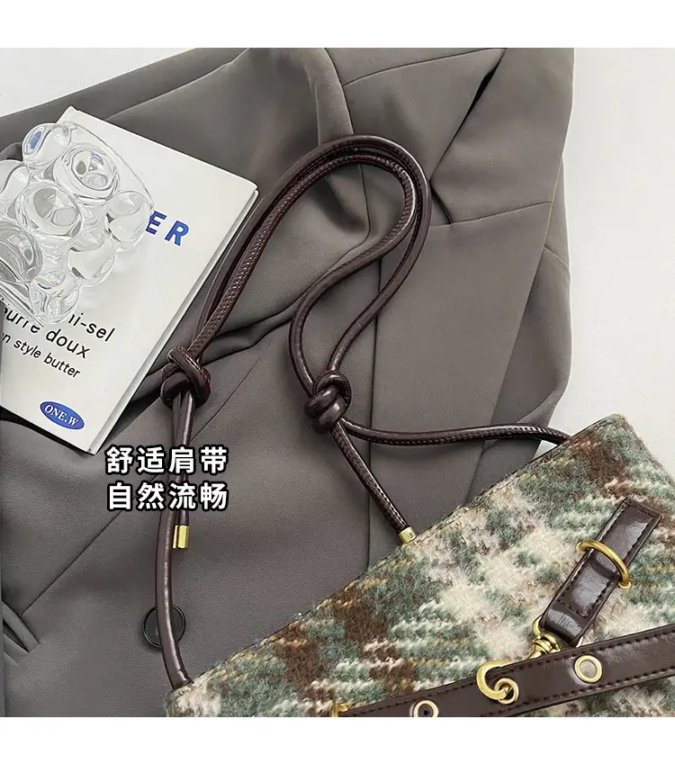 2025 Woolen Plaid Shoulder Bag for Women — feature 5