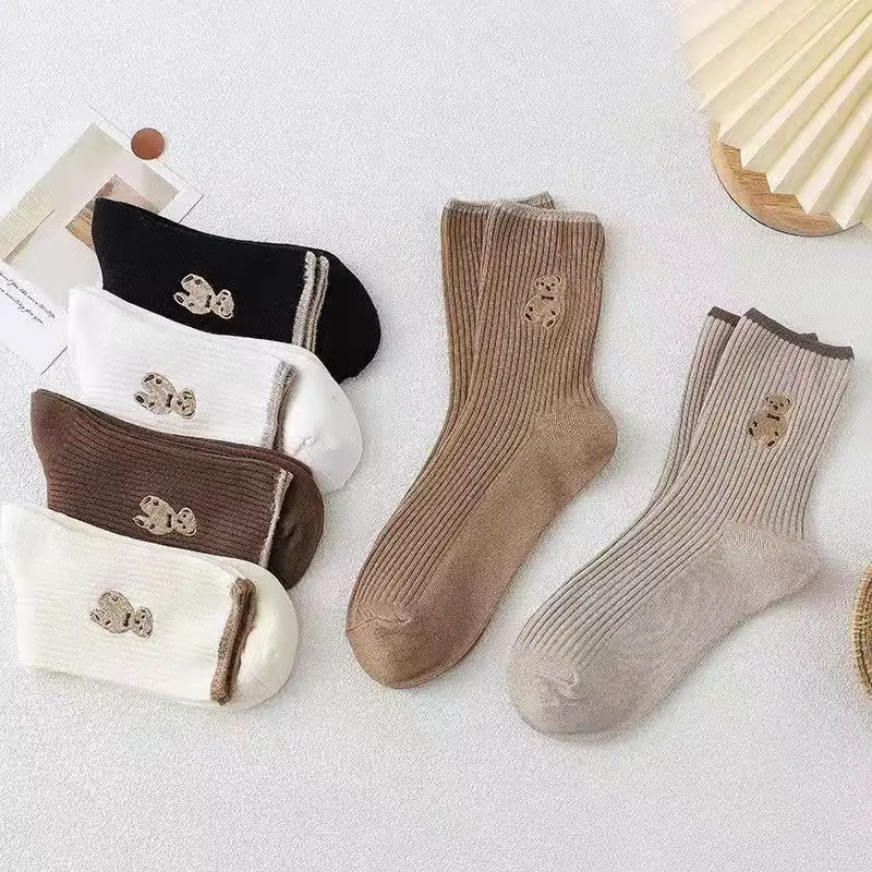 Men's Socks for Autumn and Winter, Warm Mid-Calf Socks, Retro Two-Bar Sports Socks, Sweat-Absorbent and Breathable, Trendy Men's Socks