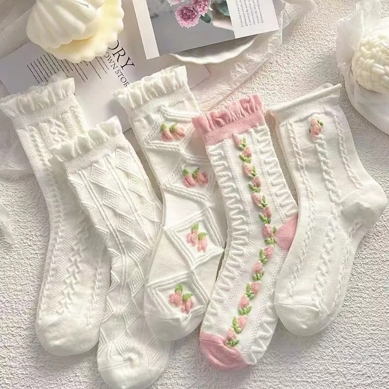 Men's Socks for Autumn and Winter, Warm Mid-Calf Socks, Retro Two-Bar Sports Socks, Sweat-Absorbent and Breathable, Trendy Men's Socks