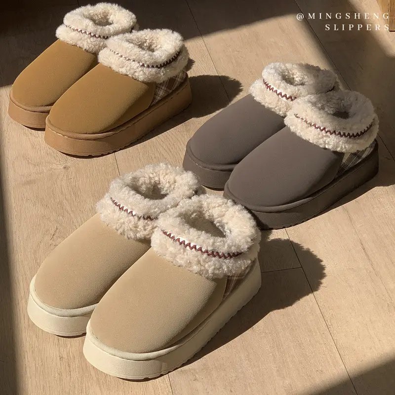 New Cotton Slippers for Autumn and Winter Women's Warm and Fashionable Winter Comfortable Thick-Soled Toe-Cap Cotton Shoes for Home Internet Celebrity Snow Boots - Image 6