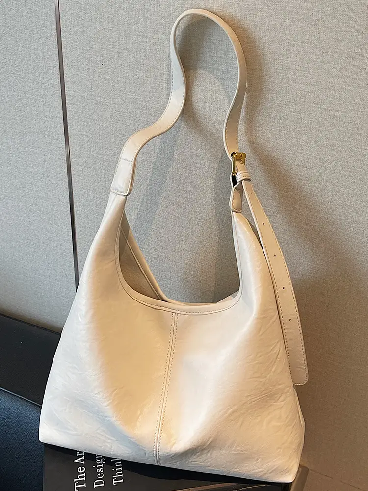 Brown Leather Large Capacity Shoulder Bag for Women - Image 6