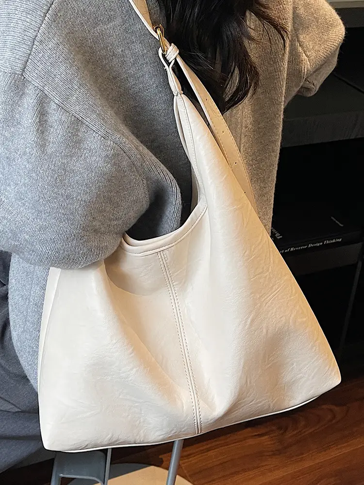 Brown Leather Large Capacity Shoulder Bag for Women - Image 9