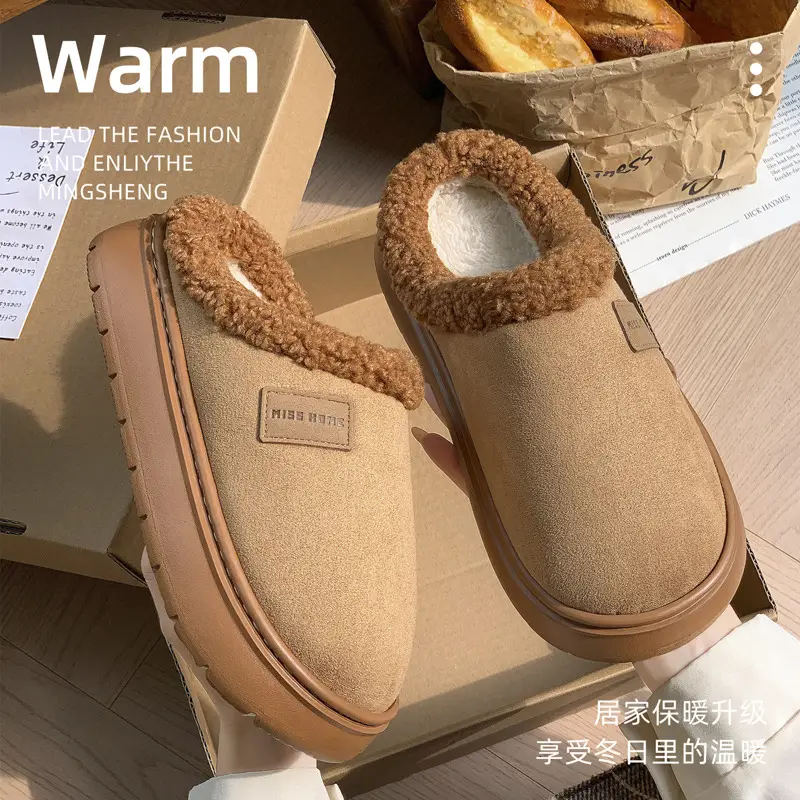 New Cotton Slippers for Women in Autumn and Winter Cross-Border Home Couple Warm Home Thick-Soled Plush Men's Confinement Cotton Shoes - Image 6