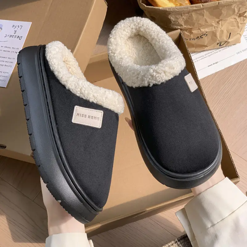 New Cotton Slippers for Women in Autumn and Winter Cross-Border Home Couple Warm Home Thick-Soled Plush Men's Confinement Cotton Shoes - Image 2