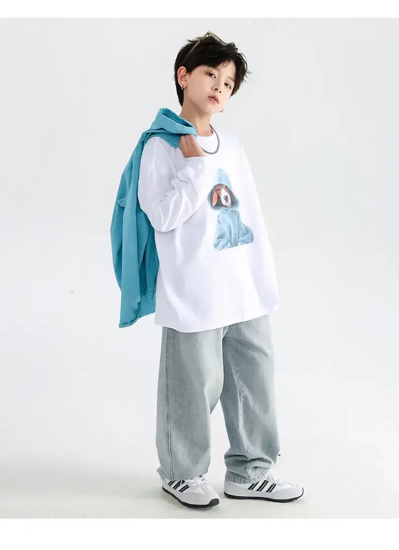 Boys' 2026 Korean Style Cool T-Shirt Black with Graphic Print — feature 19