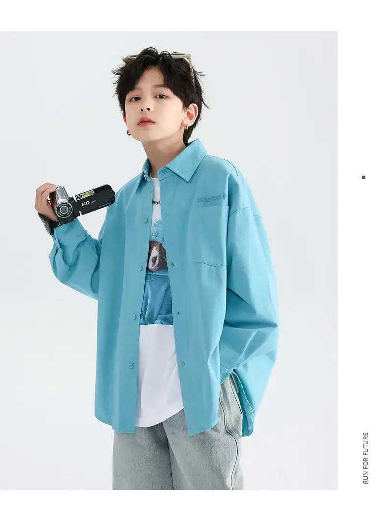 Boys' 2026 Korean Style Cool T-Shirt Black with Graphic Print — feature 20