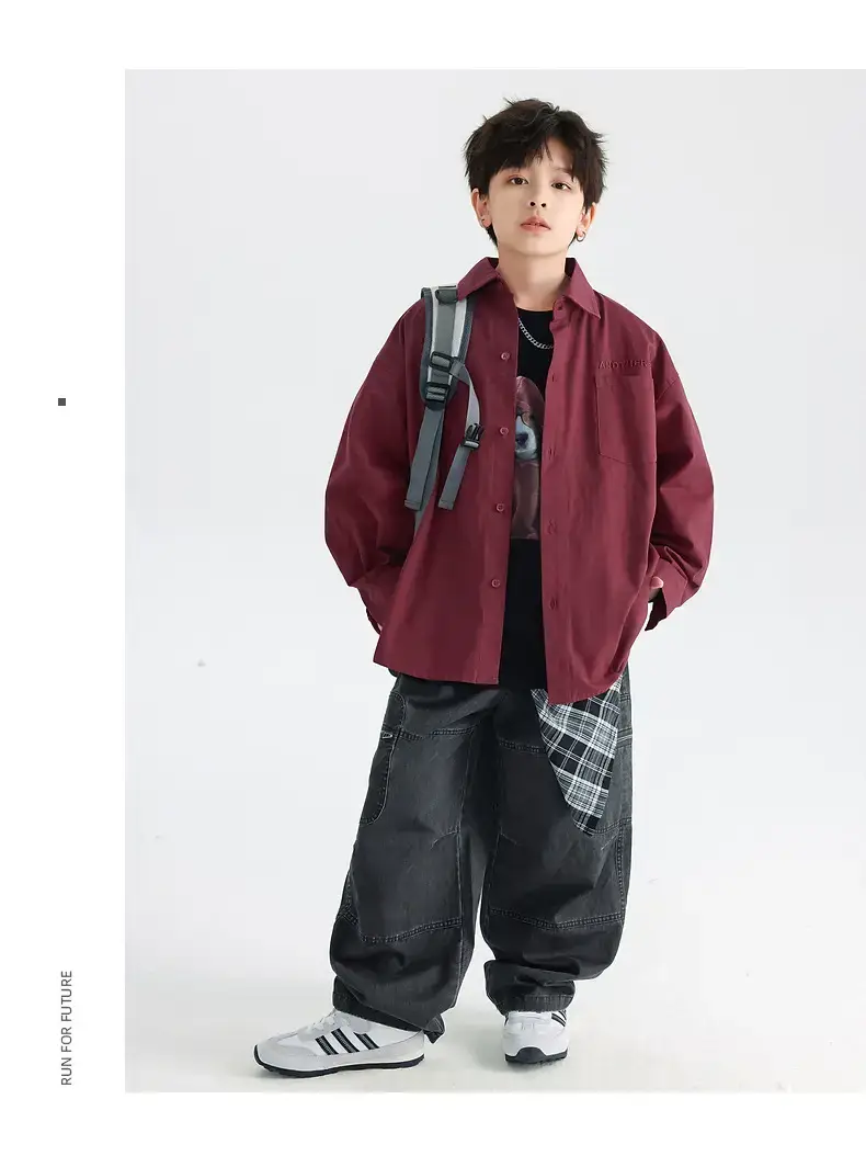 Boys' 2026 Korean Style Cool T-Shirt Black with Graphic Print — feature 25