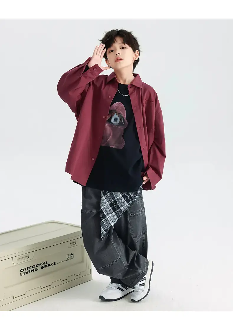 Boys' 2026 Korean Style Cool T-Shirt Black with Graphic Print — feature 28