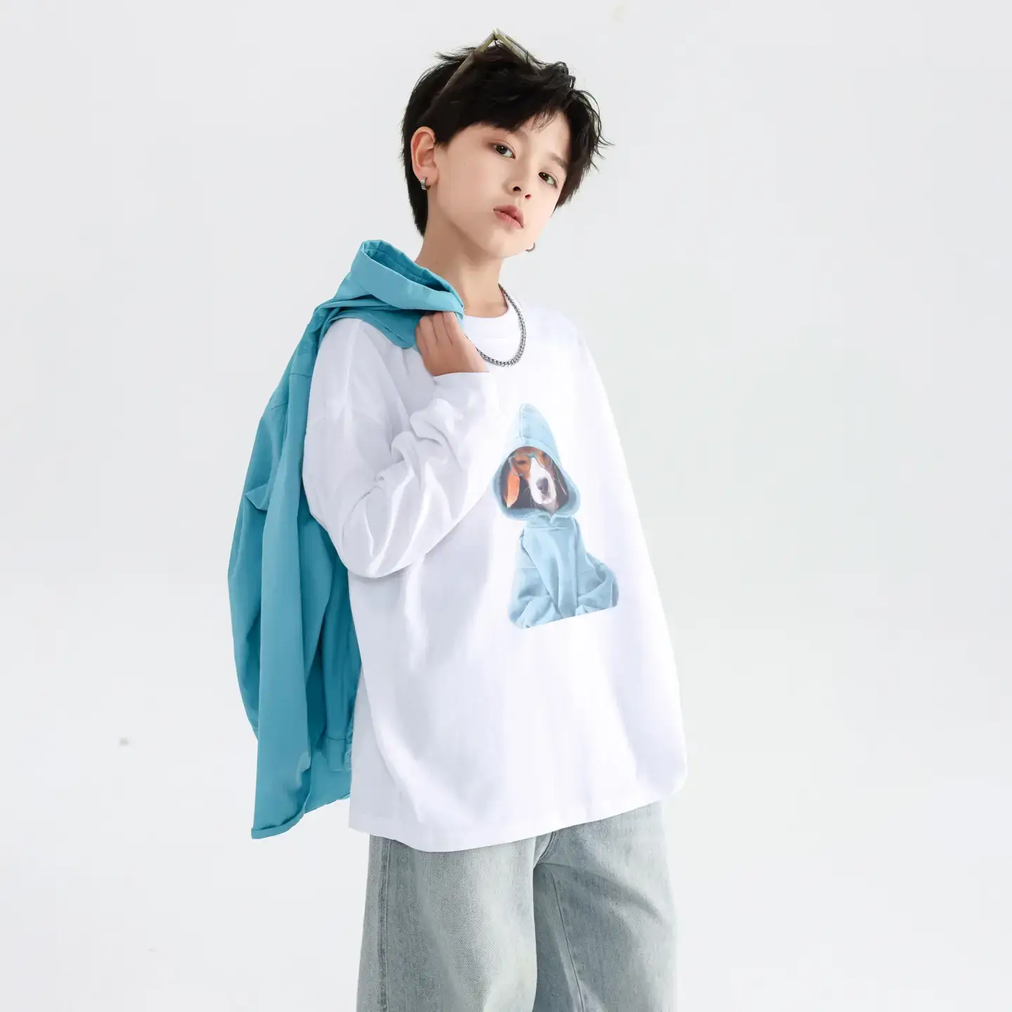 Boys' 2026 Korean Style Cool T-Shirt Black with Graphic Print - Image 2