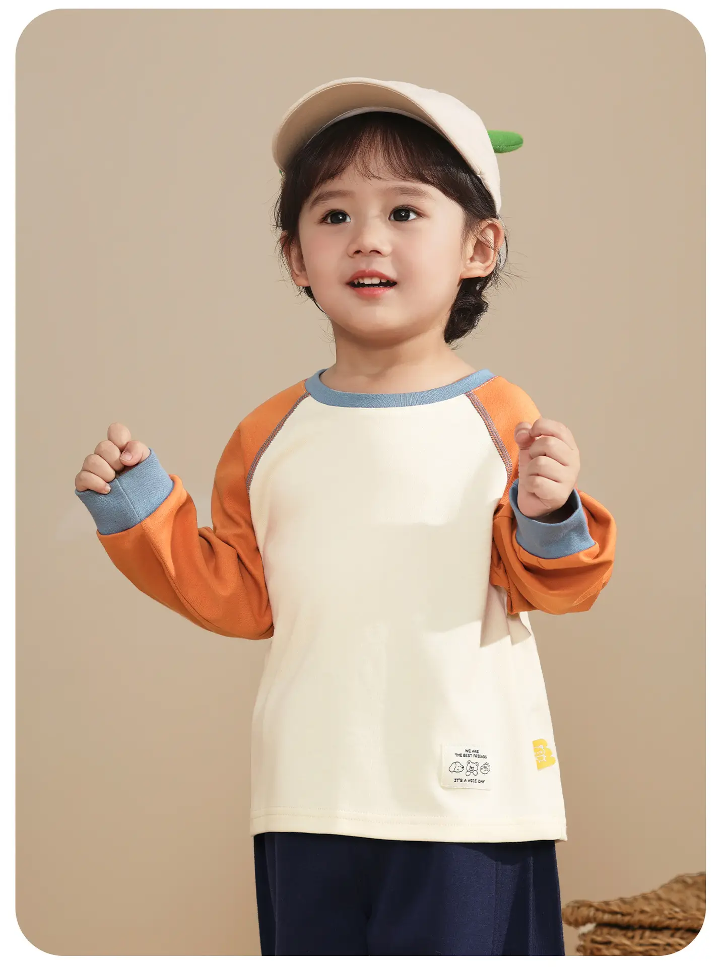 Kaka Panda Boys Long Sleeve T-Shirt Cutpanda Orange White 7A Antibacterial — feature 10